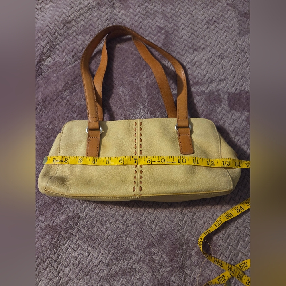 Vintage Fossil Light Yellow Leather Shoulder Handbag - Picture 13 of 14